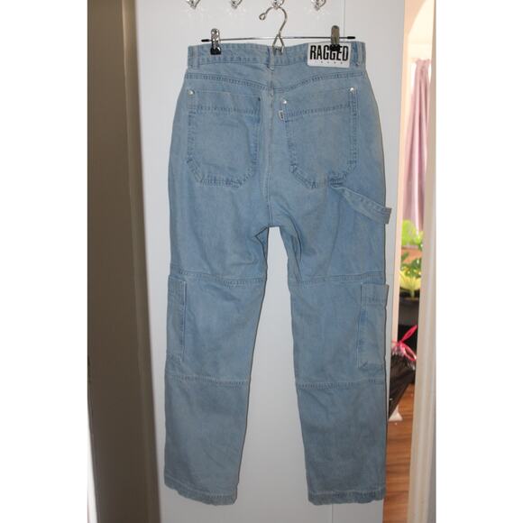 Free People Ragged Denim Cargo Jeans Size 32 straight leg jeans - Picture 6 of 8
